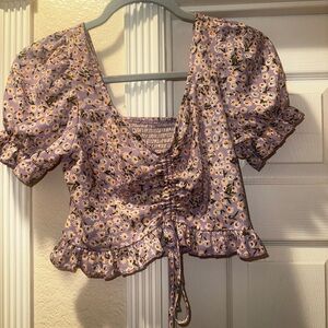 Lavender crop top with daisies